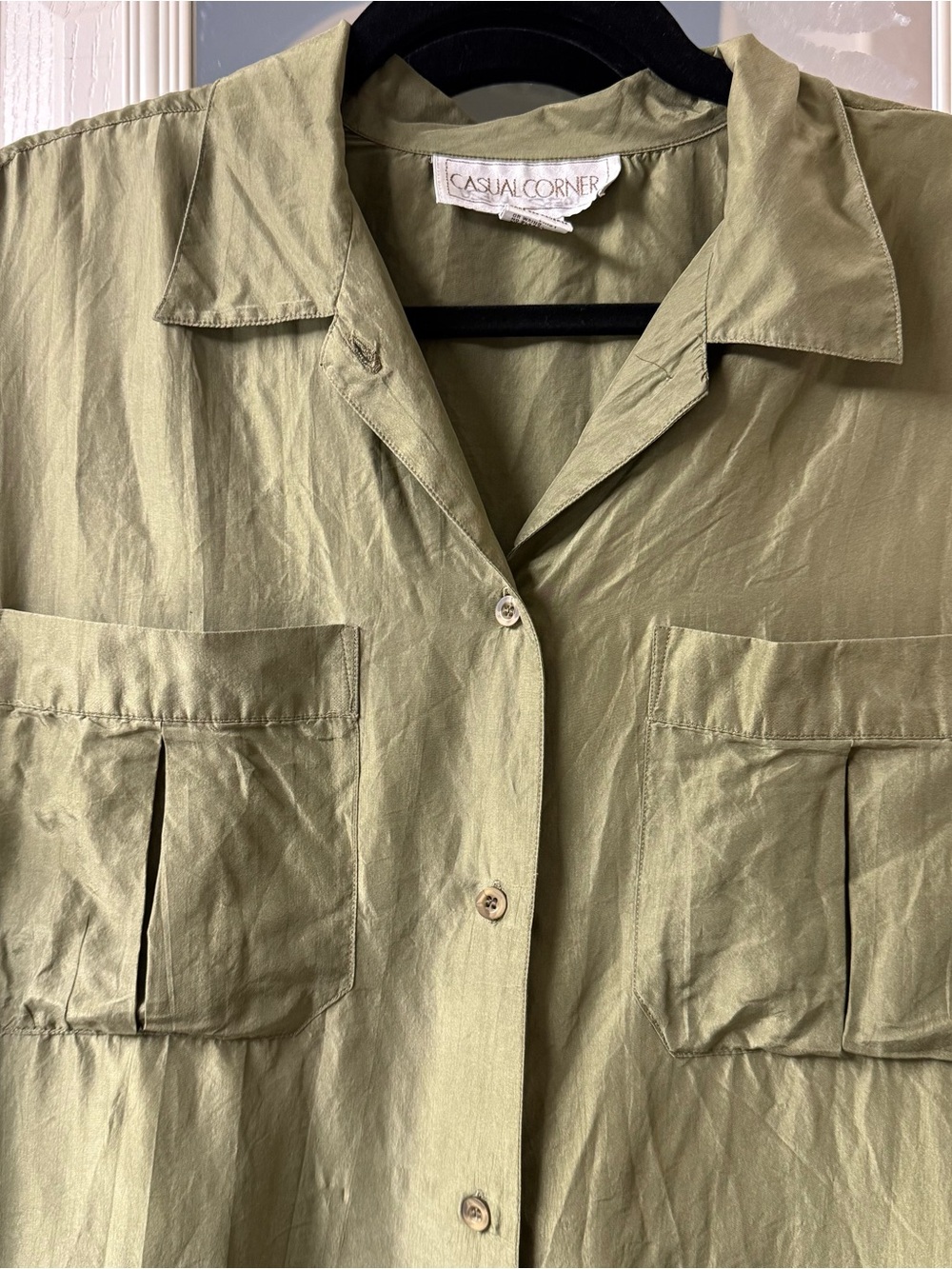 Casual Corner Olive Silk button up